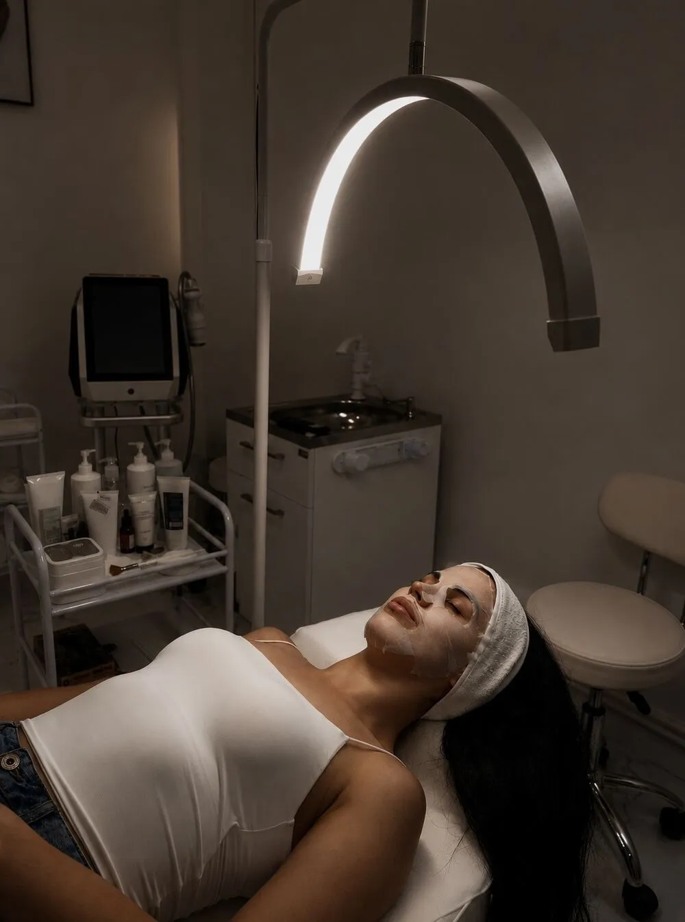 Clientă în timpul unui tratament facial la Diana Beauty Clinique